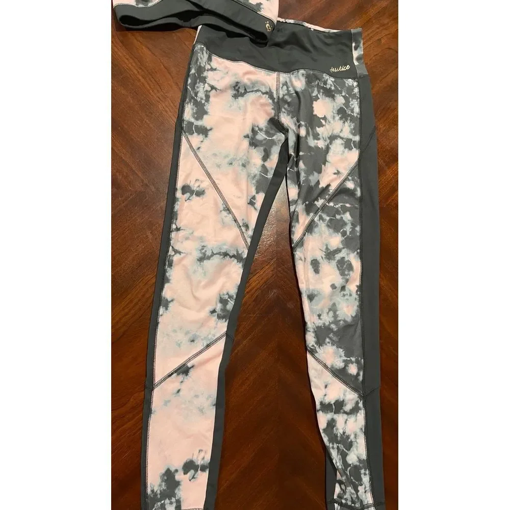 Justice active girl athleisure outfit set leggings 14/16 and sports bra‎ size 32